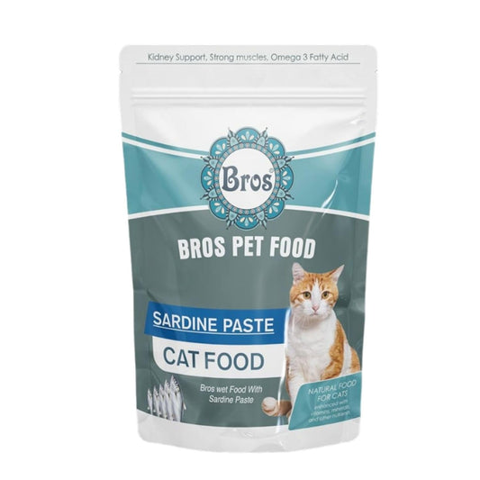 SF+ Bros Pet Cat Food Paste | Pack of 12 | Natural Food for Cats | Enhanced with Vitamins, Minerals and Other Nutrients (80gms, Sardine Paste - Adults)
