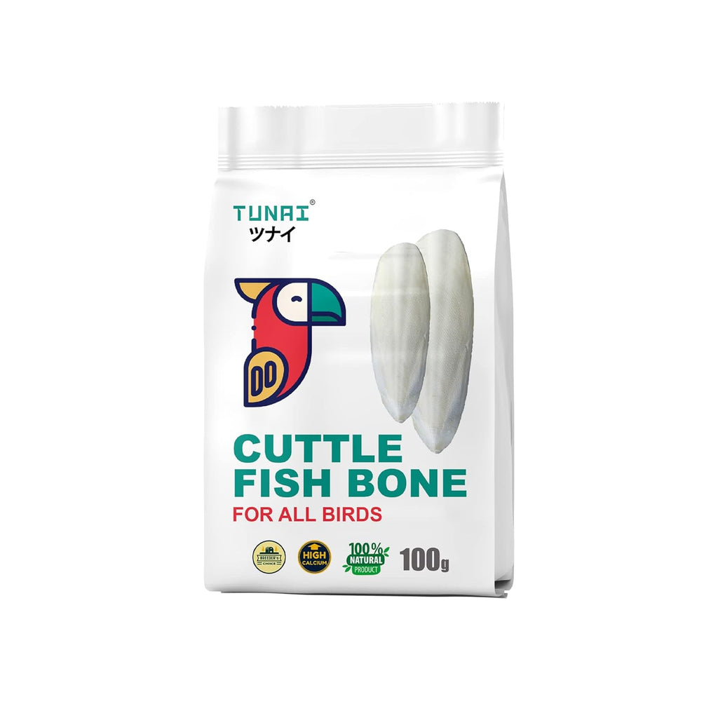 TUNAI Cuttle Fish Bones for Budgies, Love Birds and All Other Birds (Cuttle Fish Bone with Holder, 100G), All Life Stages