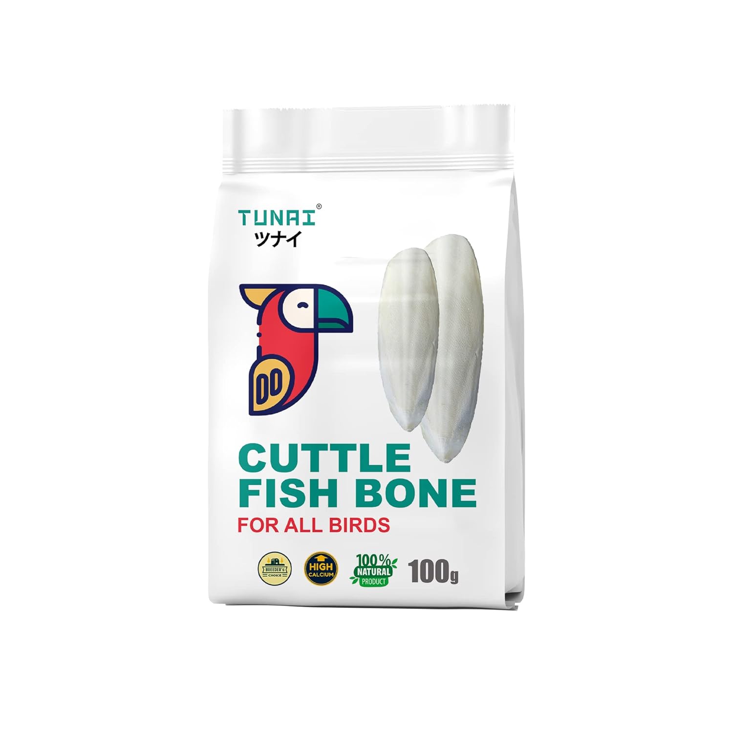 TUNAI Cuttle Fish Bones for Budgies, Love Birds and All Other Birds (Cuttle Fish Bone with Holder, 100G), All Life Stages