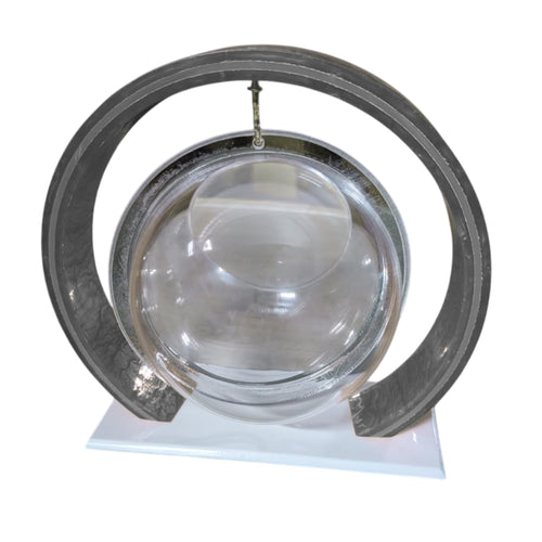 Double Bowl 6-inch Grey Round Fish Bowl – Standing & Hanging Decorative Aquarium for Home & Office | 2-in-1 Double Bowl Round Fish Tank