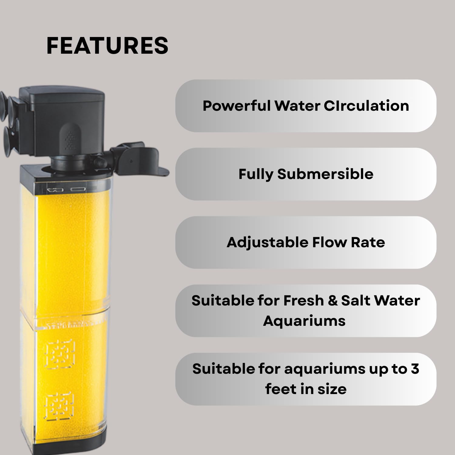 S0B0 WP-4001 Internal Filter for Aquarium Fish Tank | Completely Submersible | Absorbs Dirt & Cleans Water | for Fresh and Marine Water Tank | Power: 30W | F.Max: 2000L/H | Original from Tunai Store