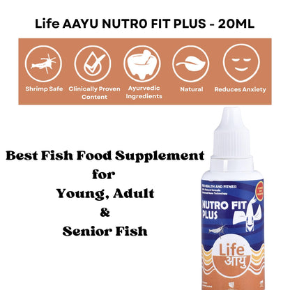 Life AAYU NUTR0 Fit Plus Fish Food Supplement | Suitable for Young, Adult and Senior Fishes | Eliminates Internal Parasites (20 ml)