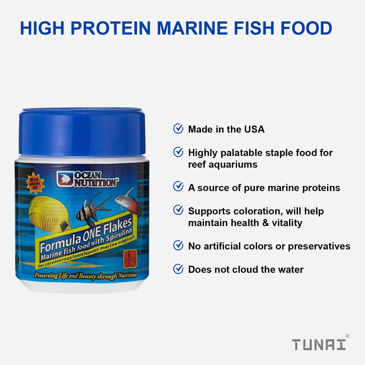 Ocean Nutrition (Original from Tunai Store) Formula One Flakes Marine Fish Food with Spirulina |156g| 55% Rich Protein for Carnivorous/Omnivorous Marine Tropicals