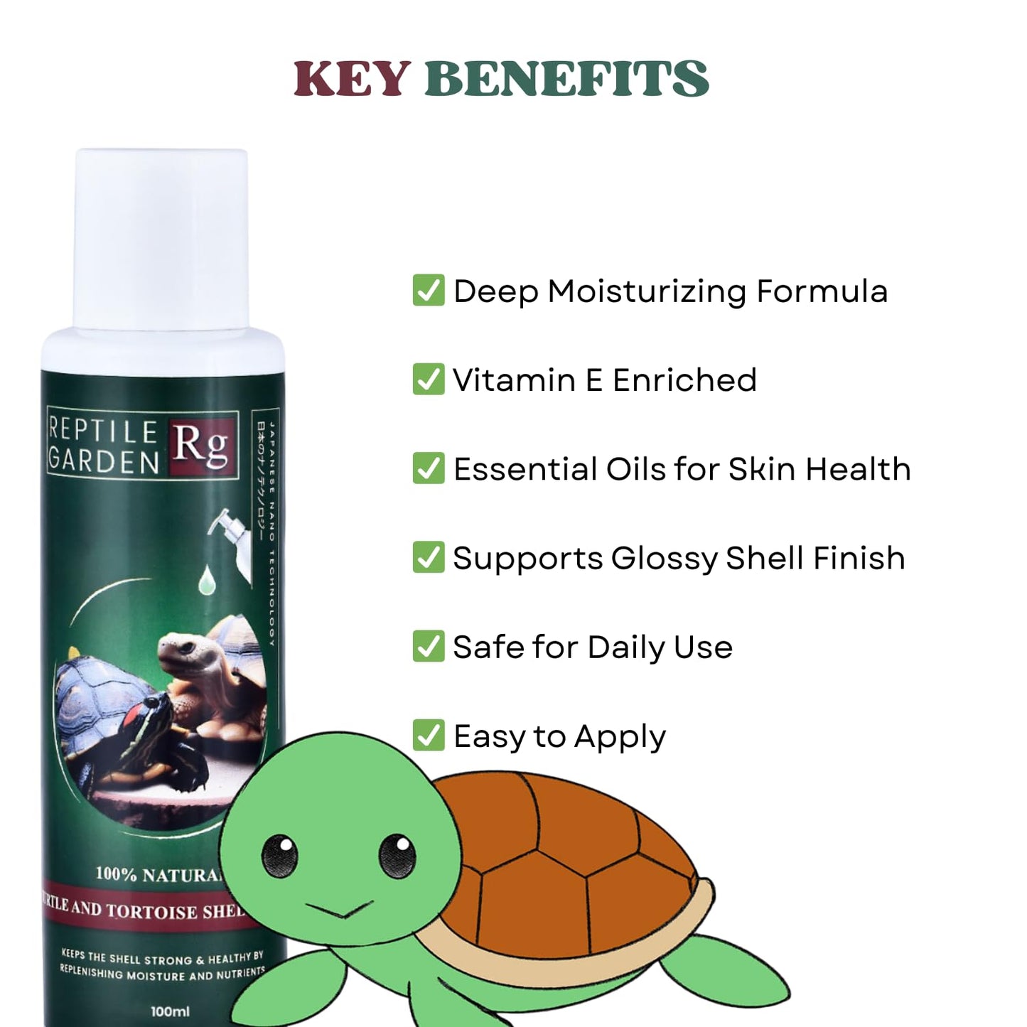 Reptile Garden Turtle & Tortoise Shell Lotion | Vitamin E & Essential Oil Enriched Moisturizer for Shell & Skin Health (100 ml)