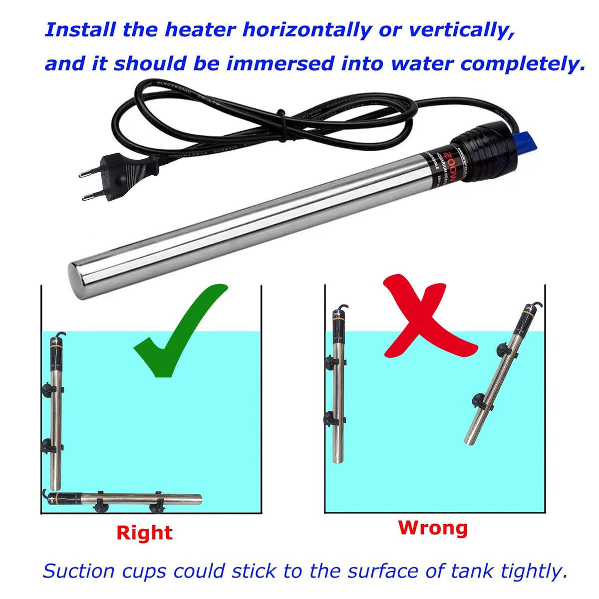 Jainsons Pet Products RS Electricals 500W Aquarium Fish Tank Heater | Break-Proof Stainless Steel Rod | Adjustable 12°C–34°C | Ideal for Tanks up to 6 Feet