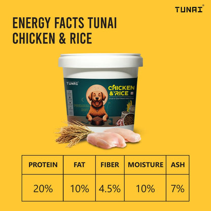 Tunai Dry Dog Food for Small to Giant Adult Breeds (1Kg - Chicken & Rice)