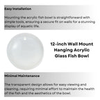 12-inch Wall Mount Hanging Acrylic Aquarium Fish Tank | Suitable for Small Fish & Water Plants | Best Fit for Home & Office Spaces