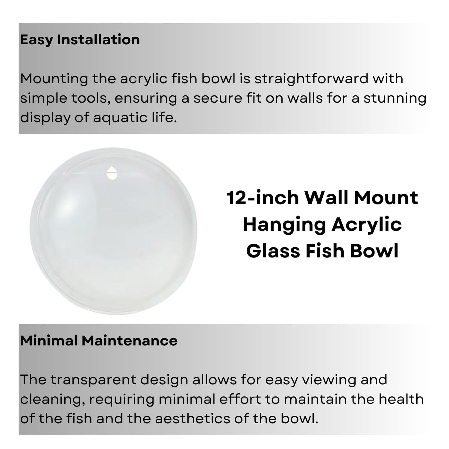 12-inch Wall Mount Hanging Acrylic Aquarium Fish Tank | Suitable for Small Fish & Water Plants | Best Fit for Home & Office Spaces