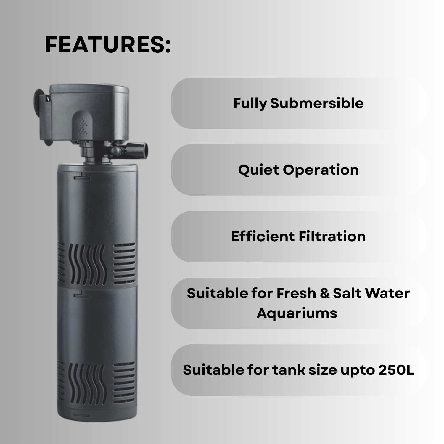 S0B0 WP-3200F Internal Filter for Aquarium Fish Tank | Completely Submersible | Absorbs Dirt & Clean The Water | for Fresh & Marine Water Tank | Power:25W | F.Max: 1200L/H | Original from Tunai Store