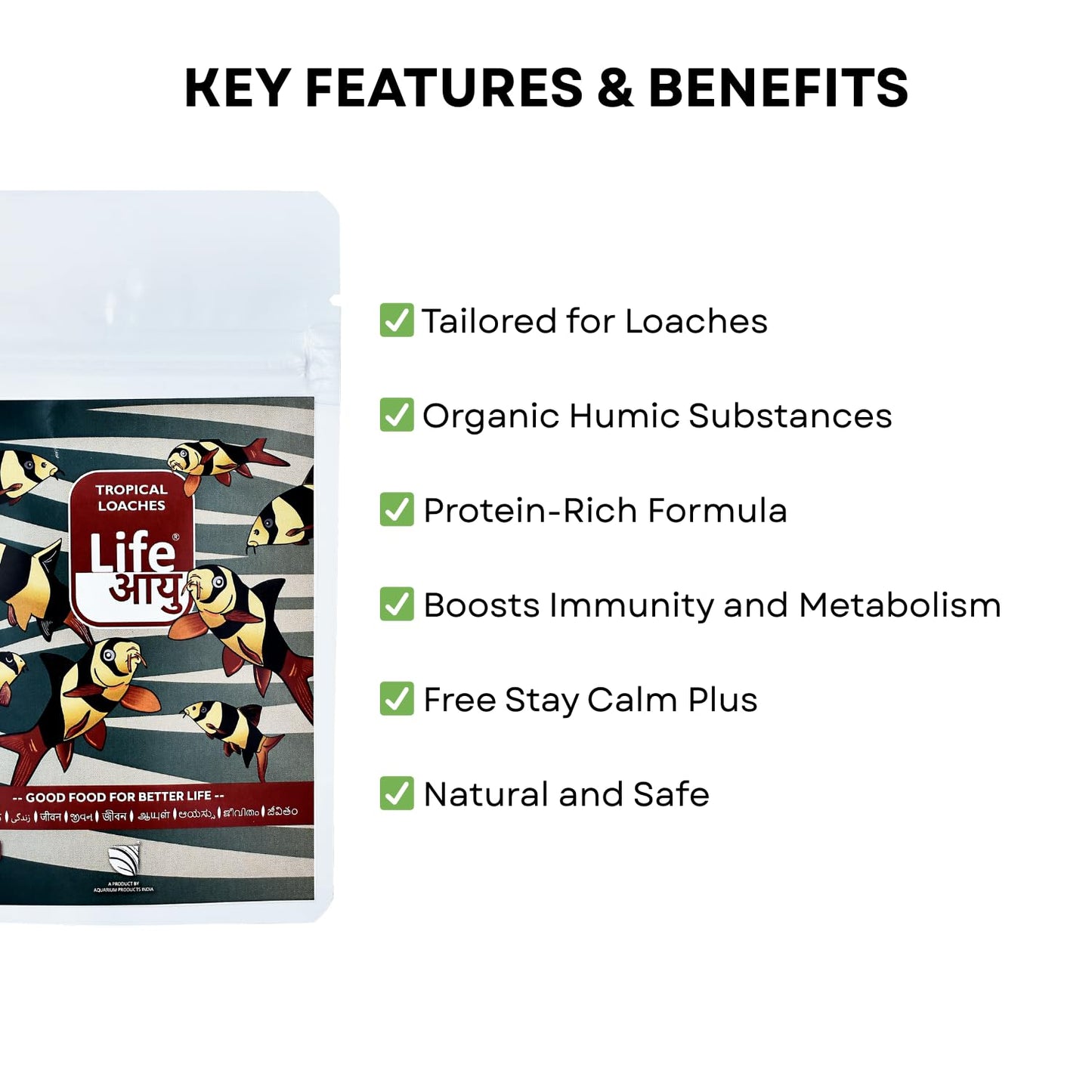 Life Aayu Tropical Loaches Aquarium Fish Food | Immunity Boost, High Protein, Humic-Enriched Diet (15 GMS)