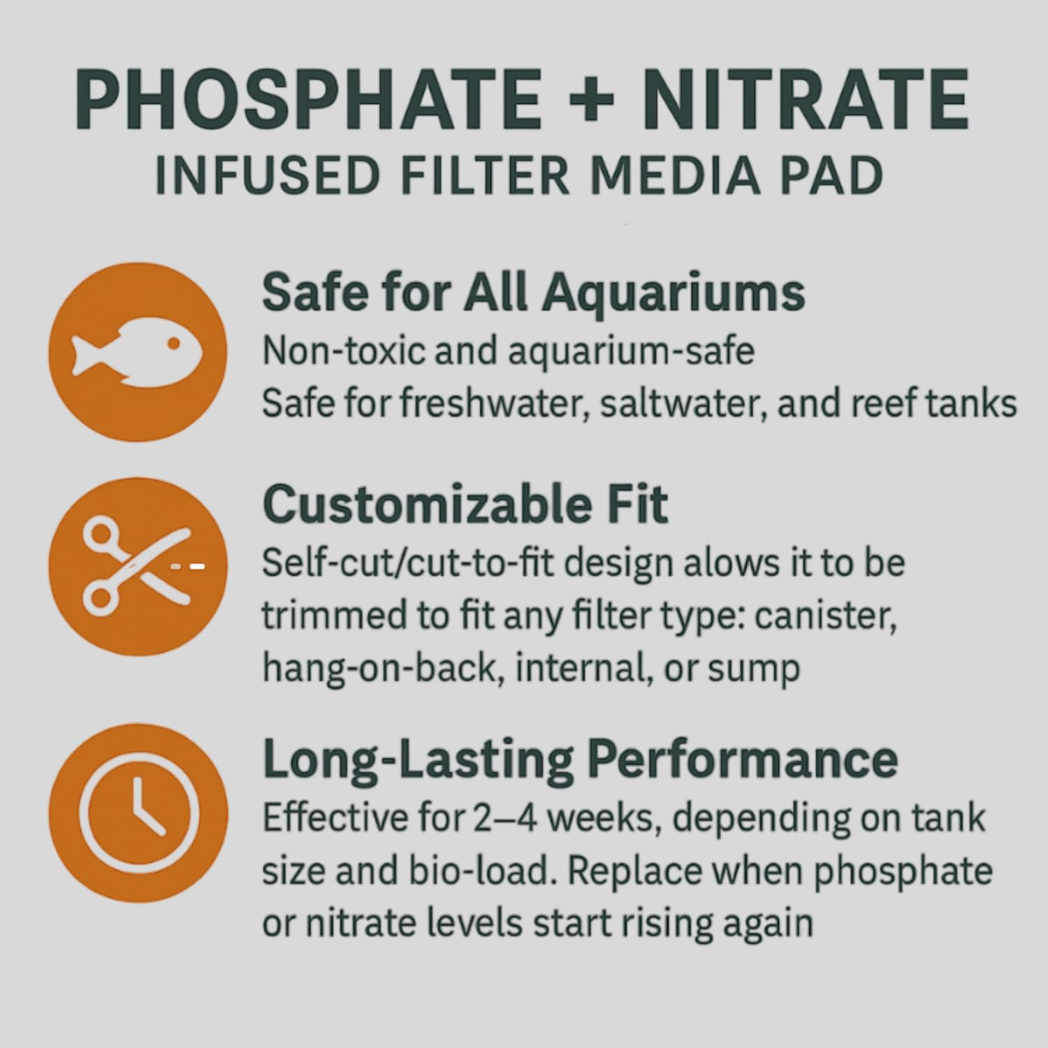 SUNSUN Phosphate + Nitrate Infused Filter Media Pad | Suitable for All HW-Series Canister Filters | Self-Cut Filter Pad | Original from Tunai Store (Light Grey, Square)