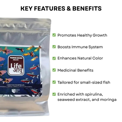 Life AAYU Premium Breeder Bits for Fish | Improve Health, Boosts Immunity, and Enhance Natural Coloration (1 KG, Small Bits)