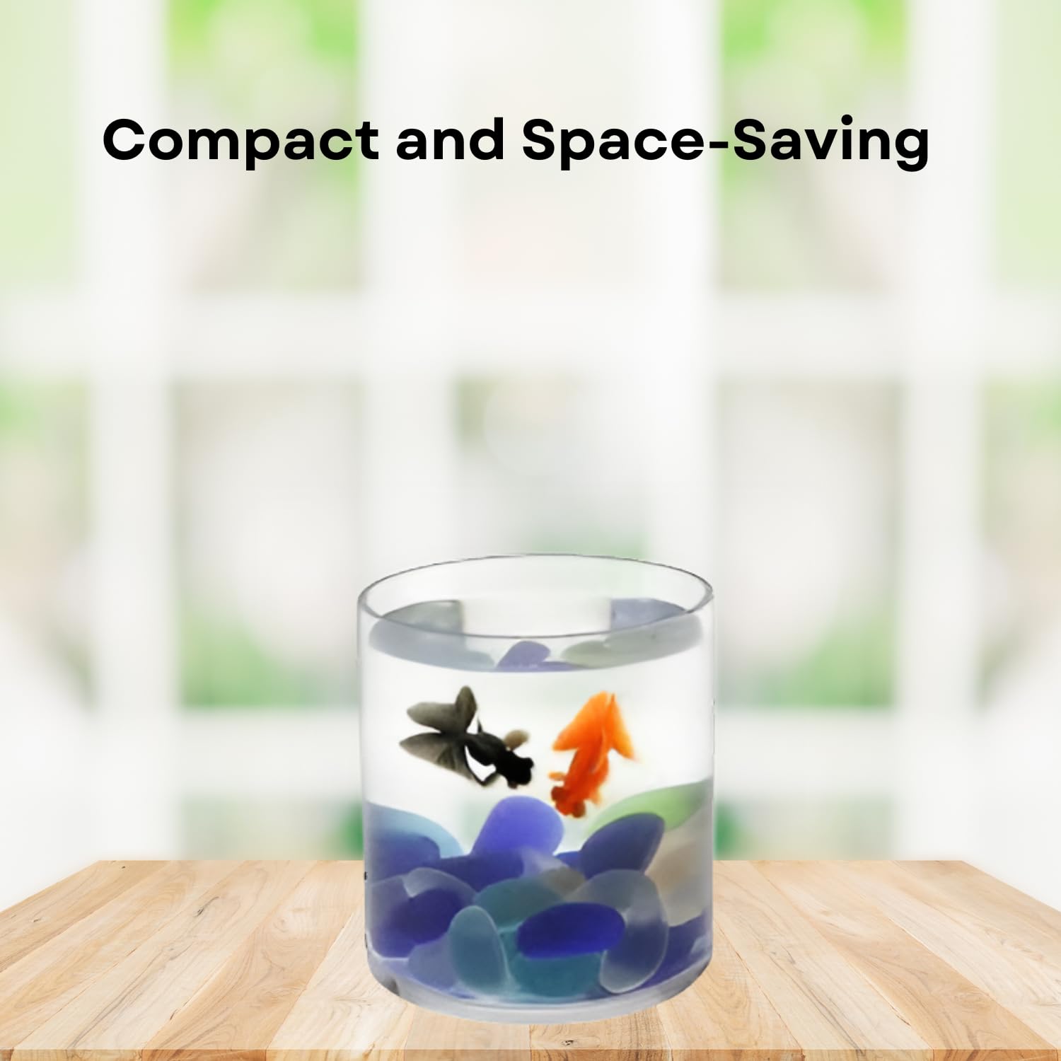 TUNAI 6-inch Cylindrical Fish Bowl for Small Fish, Plants | Optimum Fish Tank Choice for Office & Home Decor (White, Small)