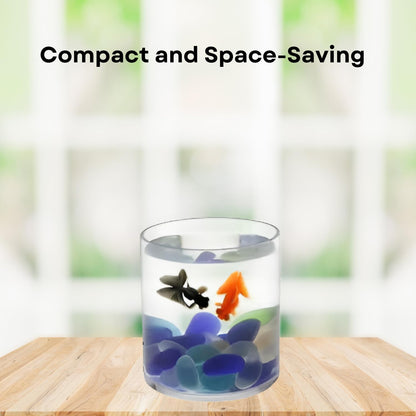 TUNAI 6-inch Cylindrical Fish Bowl for Small Fish, Plants | Optimum Fish Tank Choice for Office & Home Decor (White, Small)