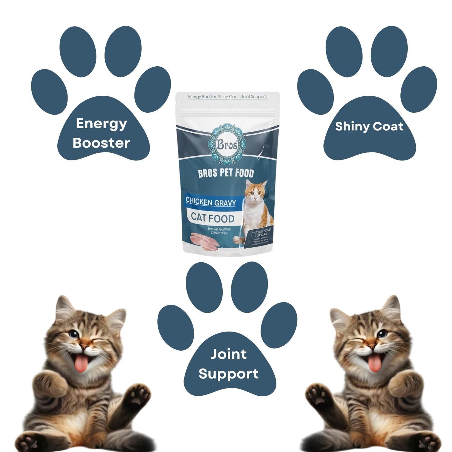 SF+ Bros Pet Cat Food Wet Gravy | Pack of 12 | Natural Food for Cats | Enhanced with Vitamins, Minerals and Other Nutrients (80gms, Chicken)