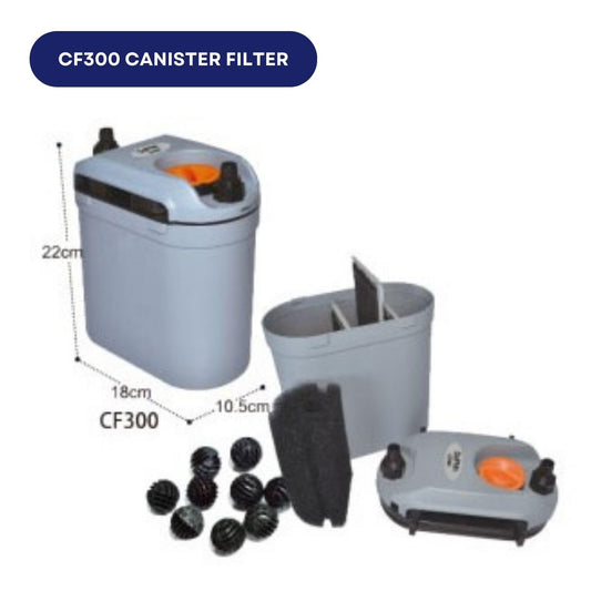 KW DOPHIN CF-300 Mini Canister Filter for Aquarium Fish Tank (Watt 20W, Max Output 410 L/H), Suitable for 40 litres Aquarium Fish Tank, Marine Aquarium (Original Import of Store TUNAI)
