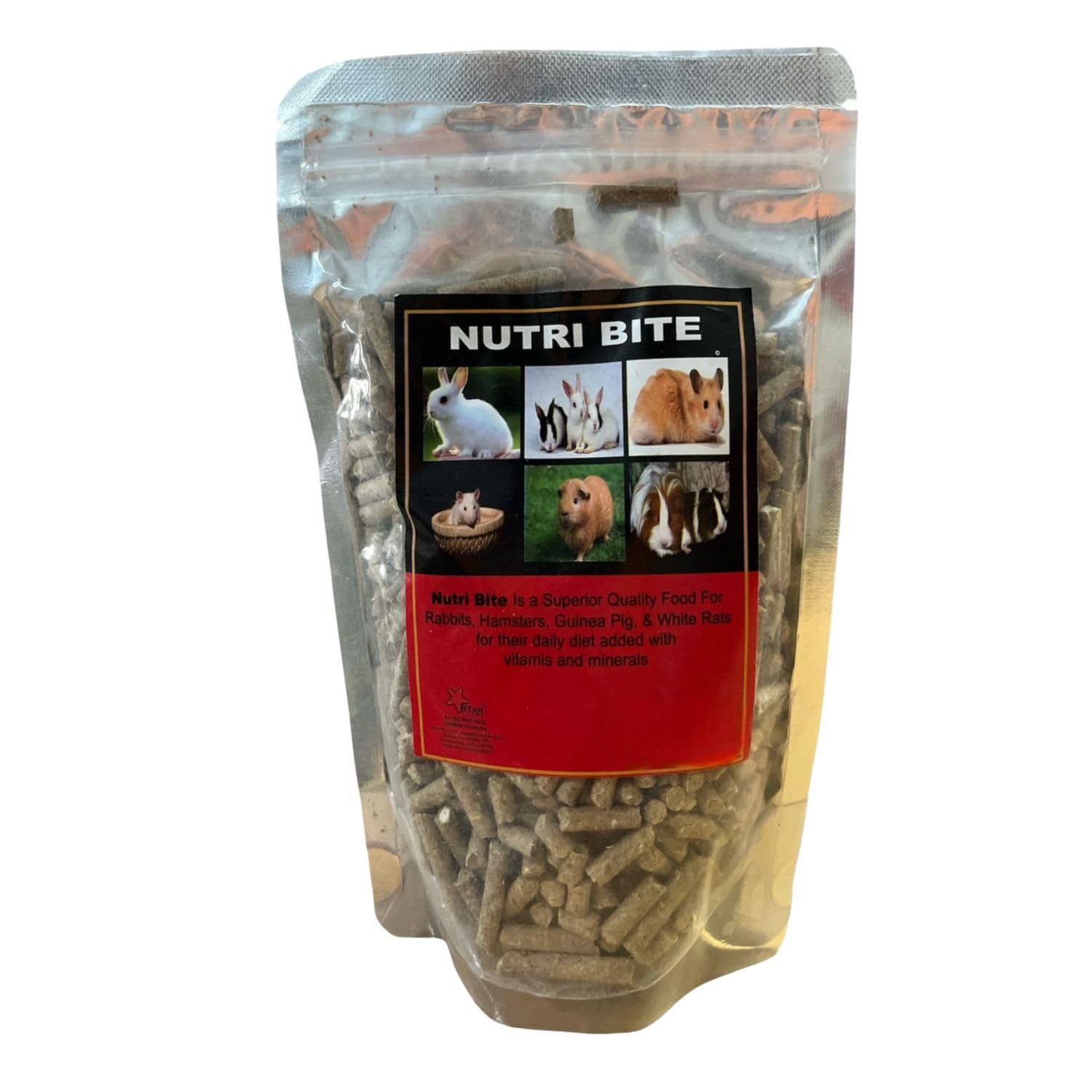 SF+ Nutri Bite Rabbit Pellets Food Food for Rabbits, Hamsters, Guinea Pig and White Rats | Daily Diet Added with Vitamins and Minerals (250gms, Pellets)