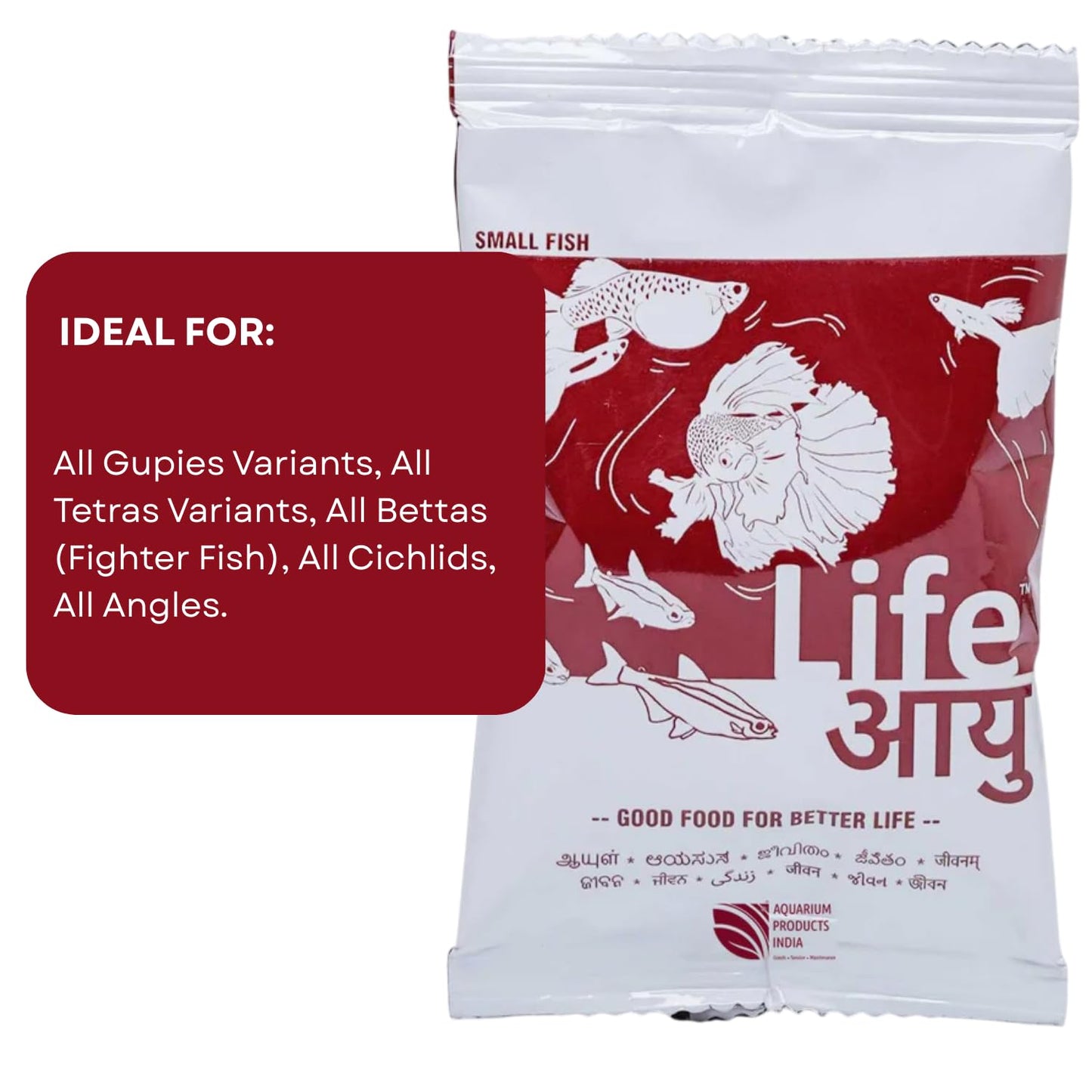 Life AAYU Red Fish Food (Pack of 2, 30g X 2) | Ayurvedic Color Booster with Anchovy & Paprika | (Small, 30 GMS)
