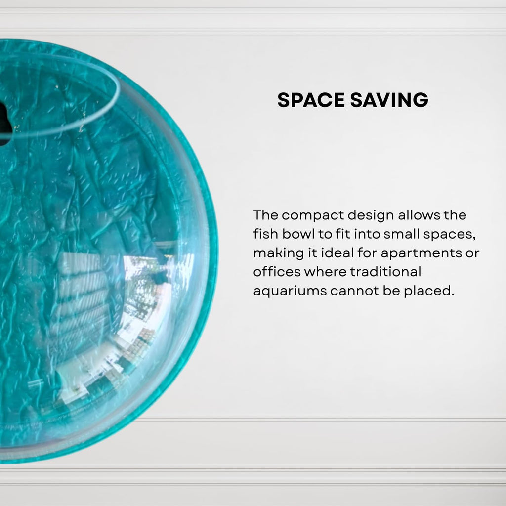 Wall Mount 9-inch Blue Round Shape Fish Bowl – Without Stand | Modern Aquarium for Home, Office & Café Décor | Space Saving & Compact Design | Elegant Fish Tank & Plant Terrarium