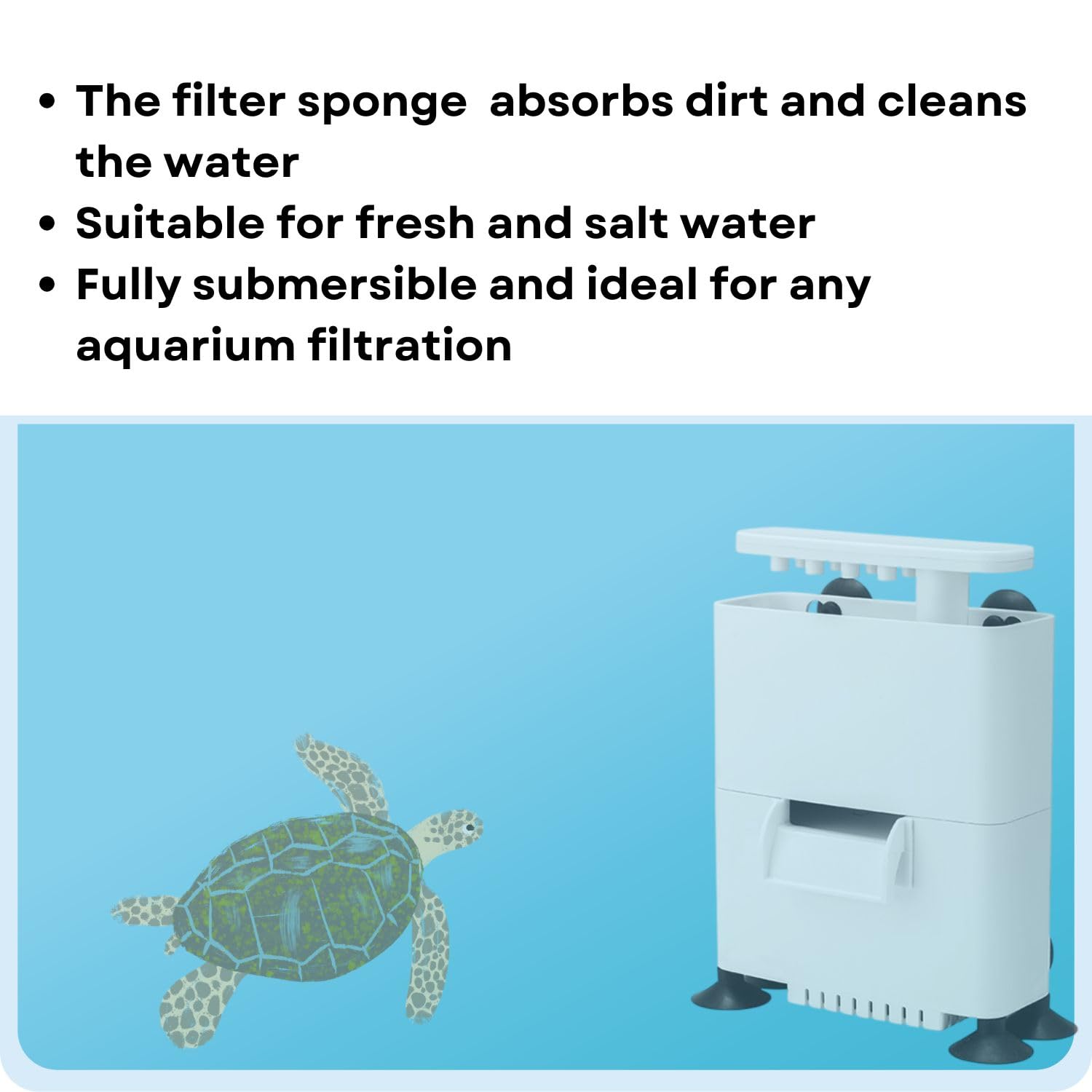 S0B0 WP-328H Internal Filter for Aquarium Fish Tank | Completely Submersible | Output: 500L/H | Suitable for Fresh and Marine Water Tank | (Original from Tunai Store)