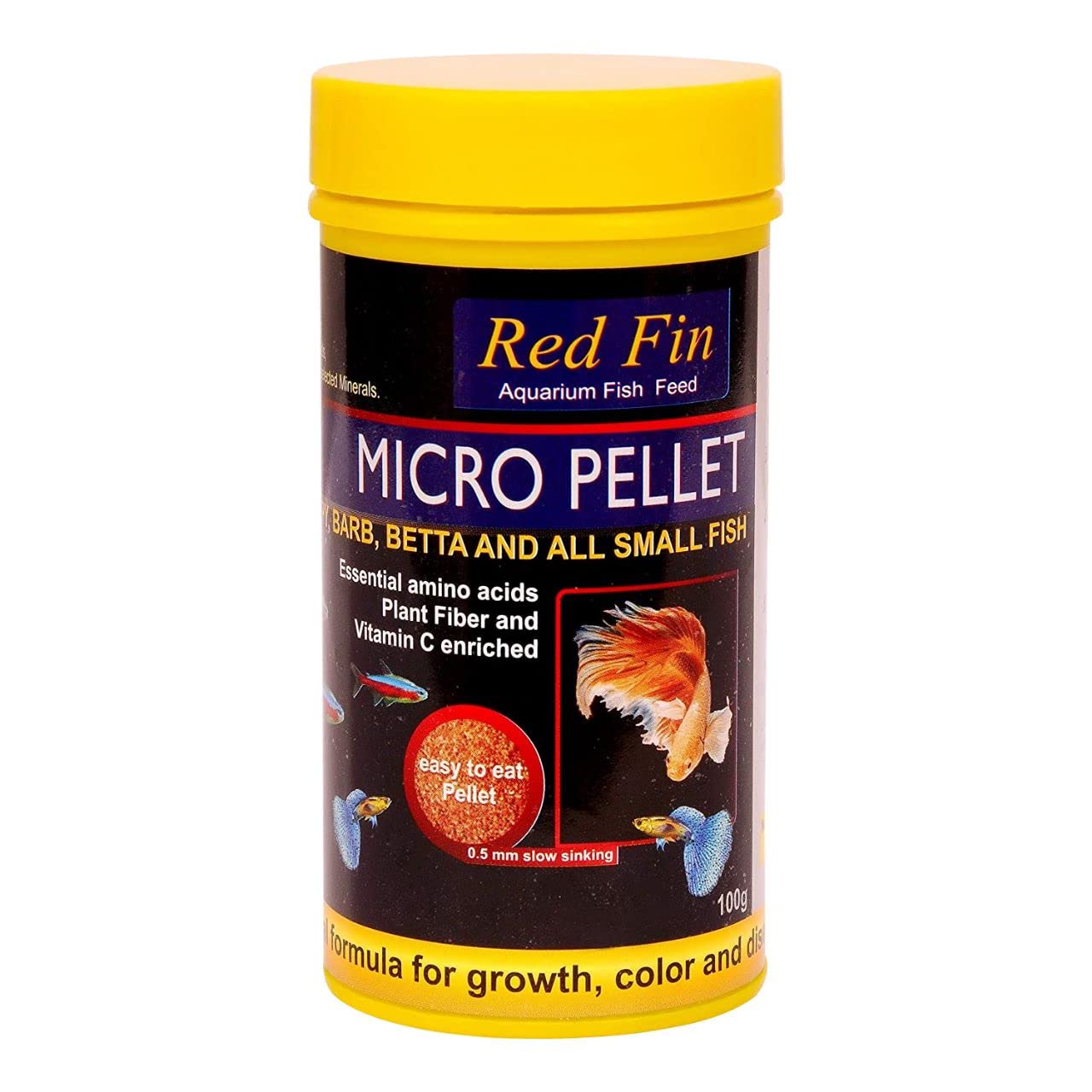Micro Pellets 100Gm For Tetra, Guppy, Barb, Betta, Goldfish & Other Small Fishes, A Complete & Natural Fish Free Special Aquarium Food For Growth Color & Health Slow Sinking Pellets By Petish