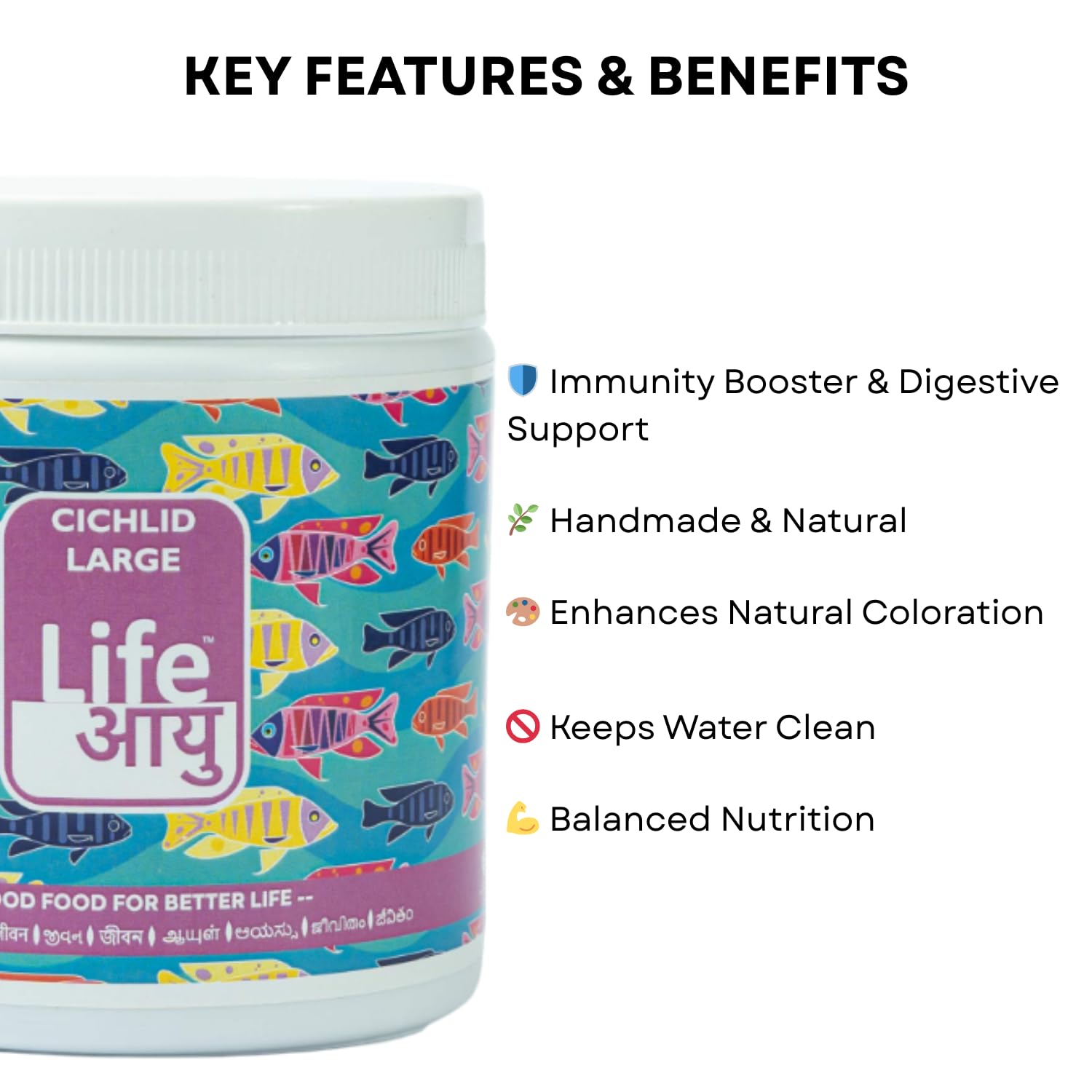Life AAYU Cichlid Fish Food | Immunity Booster & Digestive Support | Ideal for All Cichlids Variants | (200 GMS, Large)