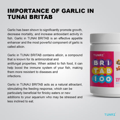 TUNAI BRITAB Stick-On Glass | 42% Protein | 100g | Perfect Marine Fish Food for Clownfish or Nemo, Dory, Angelfish, Butterflyfish, Lionfish, Yellowtail, Stingray & Others