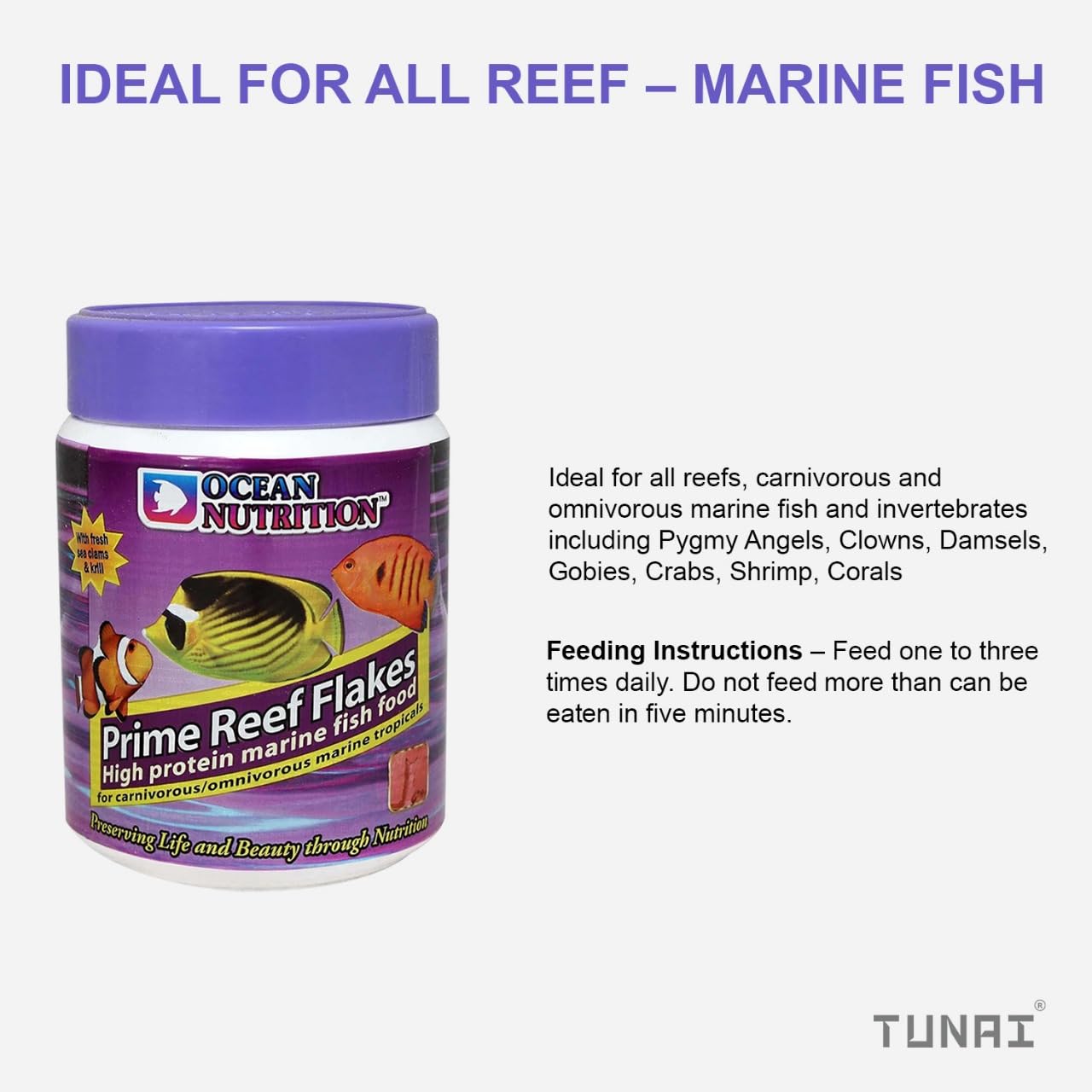 Ocean Nutrition (Original from Tunai Store) Prime Reef Flakes |156g| High Protein 58% Marine Fish Food for Carnivorous and Omnivorous Marine Fresh Water Tropical Fish