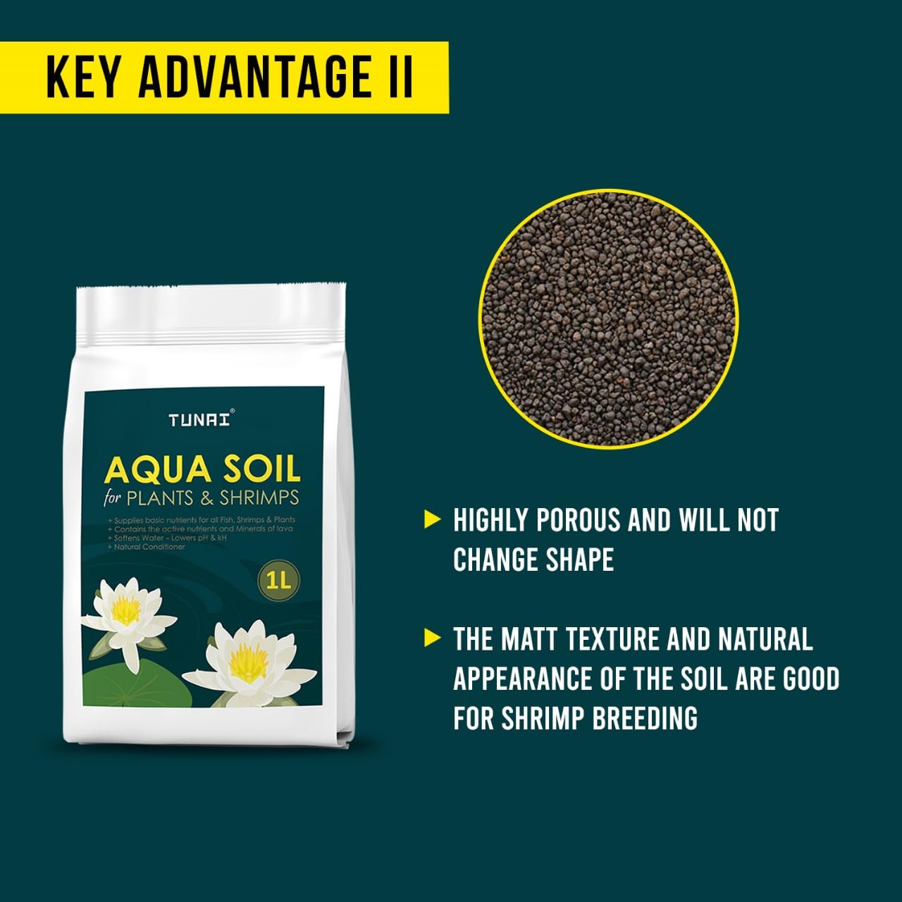 Tunai Shrimp and Planted Aquarium Soil |1 Liter| Fortified with Rich Source of Lava from Japan, Assist in Setting Ideal Habitat for Fish, Cherry Shrimps, and Snails