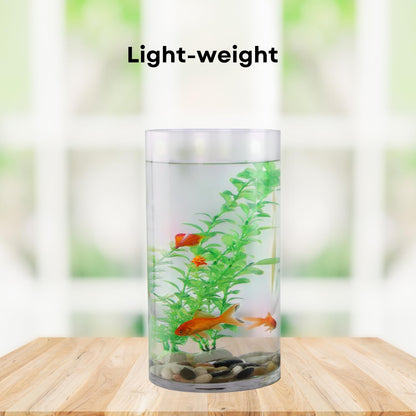 TUNAI 8-inch Cylindrical Fish Bowl for Small Fish, Plants | Optimum Fish Tank Choice for Office & Home Decor (White, Medium)