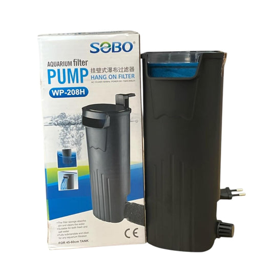 TUNAI S0B0 WP-208H External Hang-On Filter for Aquarium Fish Tank | Fully Submersible | Absorbs Dirt & Cleans The Water | Suitable for 45-60 Cm Tank | Power: 5W | F.Max: 500L/H