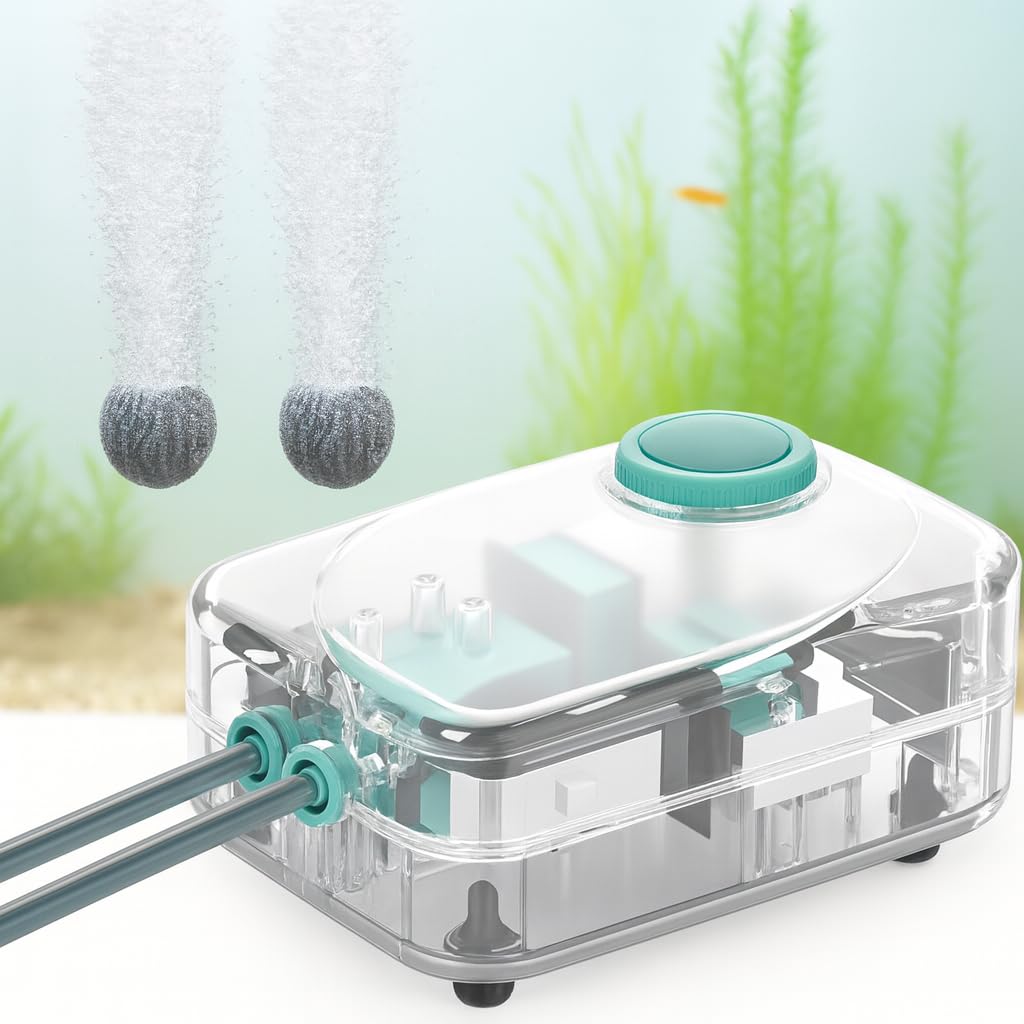 SOBO AQ-013 Aquarium Air Pump (4W | 4L/Min) | Ultra-Quiet Dual Outlet Oxygen Aerator with Adjustable Flow Control | Energy-Efficient Durable Design | Free 3M Tube, 2 Air Stones & Check Valves