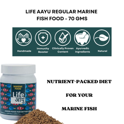 Life AAYU Marine Fish Food | Nutrient-Packed Diet | (70 GMS, Regular)
