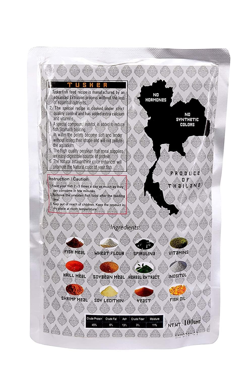 Tusker Premium Imported Tetra, Guppies, Betta, Goldfish Free & All Other Small Fishes Feed A Rich & Complete Nutritional Fish Aquarium Food by Petish, 25gm