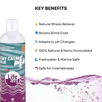 Life AAYU Stay Calm Plus Fish Food Supplement | Suitable for All Freshwater and Marine Fish | Improves Resistance to Infection | (200 ml with Pipette)
