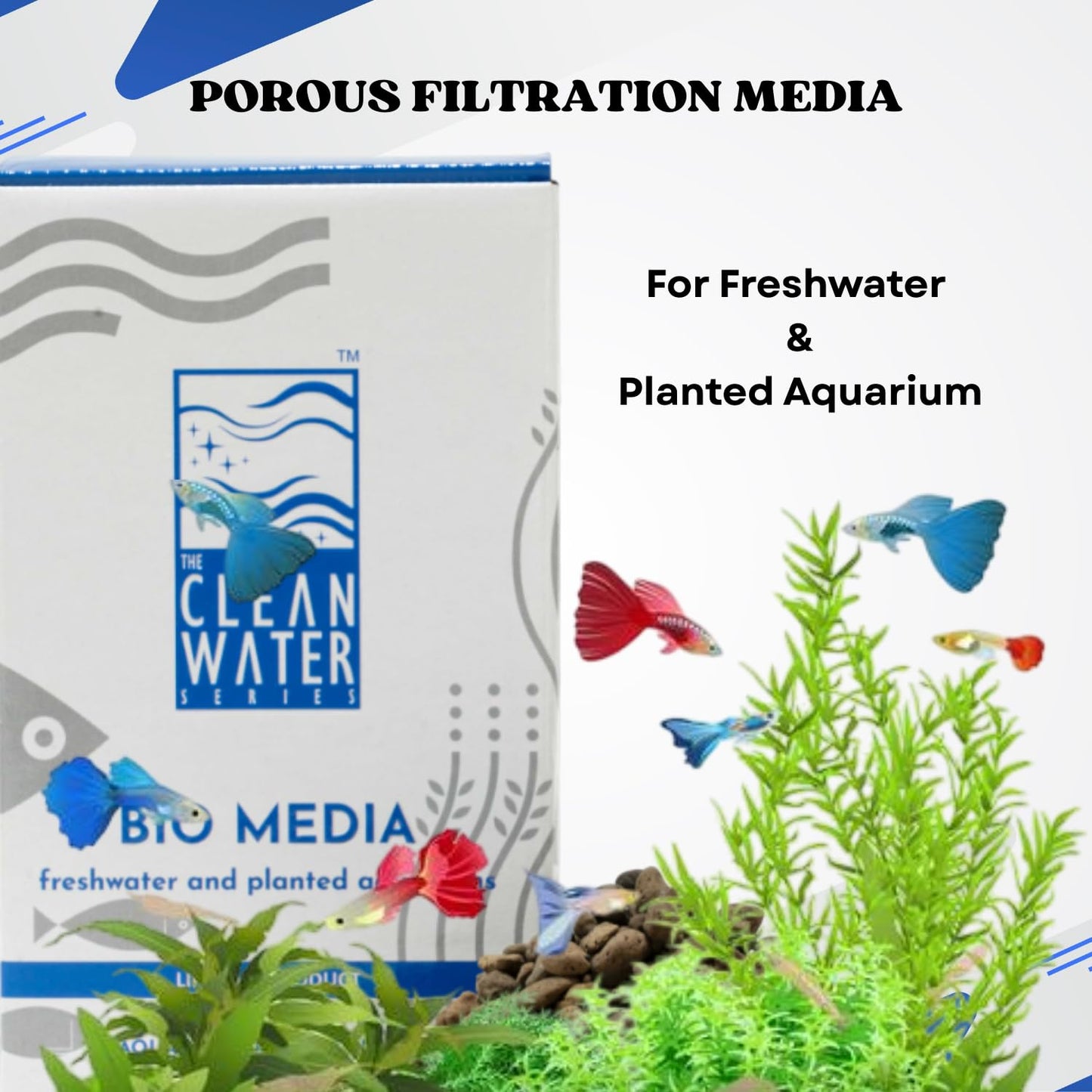 The Clean Water Series BIO Media for Aquarium | Designed for Recreating The Water Purification System (1Kg/2Ltr)