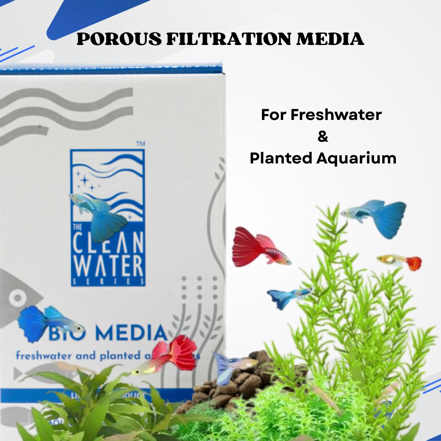 The Clean Water Series BIO Media for Aquarium | Designed for Recreating The Water Purification System (1Kg/2Ltr)