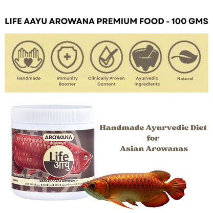 Life AAYU Arowana Premium Aquarium Fish Food | Handmade Ayurvedic Diet for Asian Arowanas | Color Boost, Muscle Growth & Immunity (100 GMS)