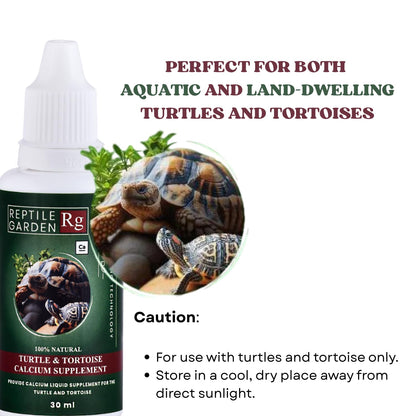 Reptile Garden Turtle & Tortoise Calcium Liquid Supplement | Shell Strength + Immunity + Stress Relief | Supports Immune System, and aids in Overall Vitality (30 ml)