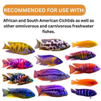 ON+ Cichlid Omni Flakes Fish Food (Original from Tunai Store) | Formulated for Omnivorous and Predatory Cichlids (34gms, Flakes)