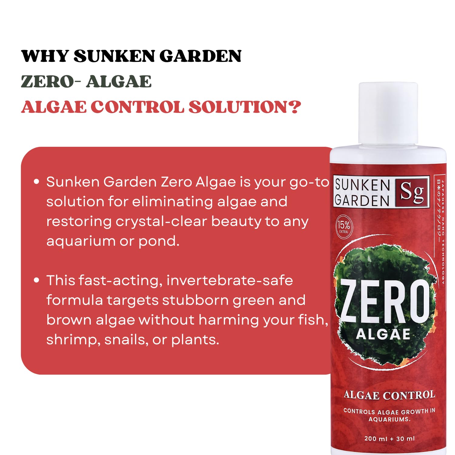Sunken Garden Zero Algae | Algae Control Solution (200 ml + 30 ml)