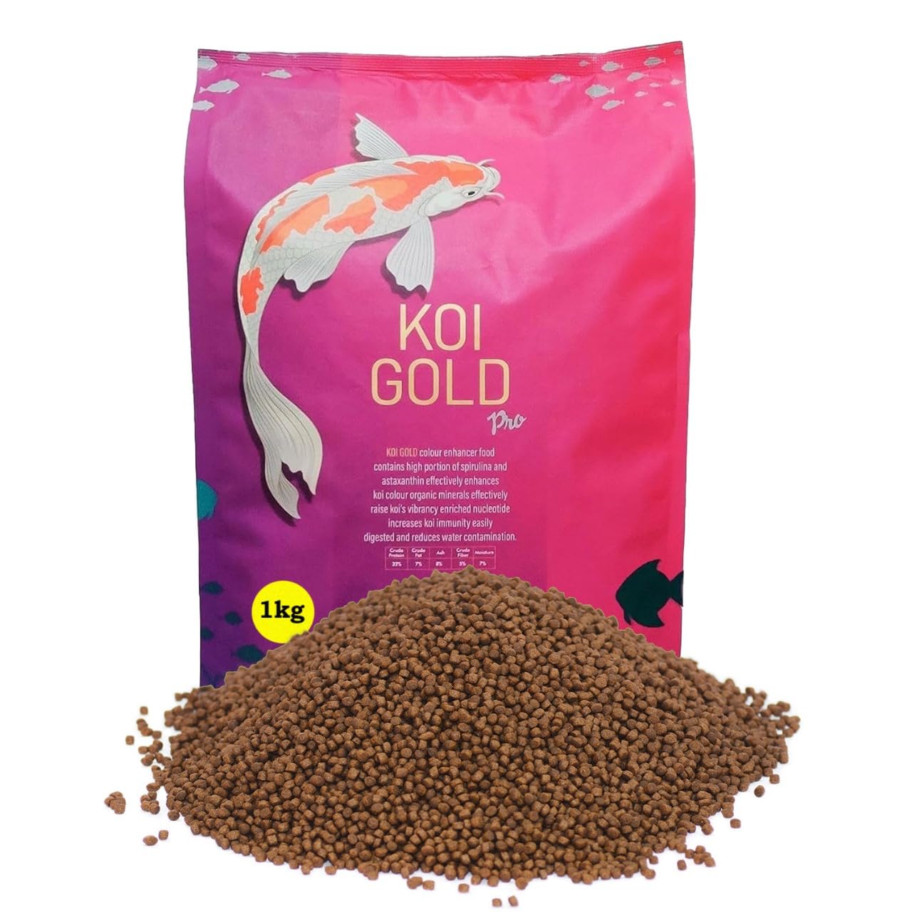 SF+ Red Fin Gold Koi Pro Fish Food | 2.5 MM pellets | Perfect Fish Feed |1KG| for All Medium and Large Adult Size Koi (2.5 MM - Koi Gold Pro) - Original from Tunai Store