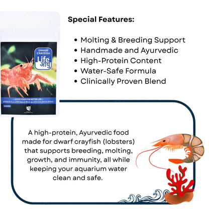 Life AAYU Dwarf Crayfish Orange Food | Breeding, Molting & Growth Booster | Handmade Ayurvedic Formula (15 GMS)