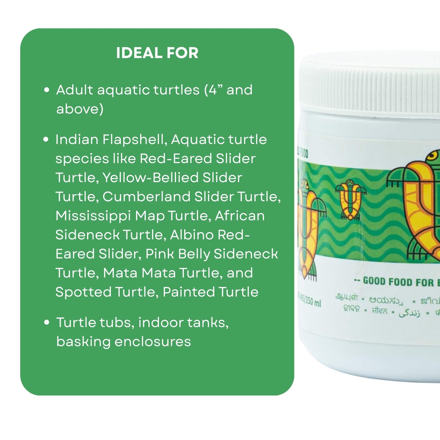 Life AAYU Adult Turtle Food | Ayurvedic Diet for Strong Shell, Gut Health & Digestion | Spirulina & Calcium Enriched | (100 GMS)