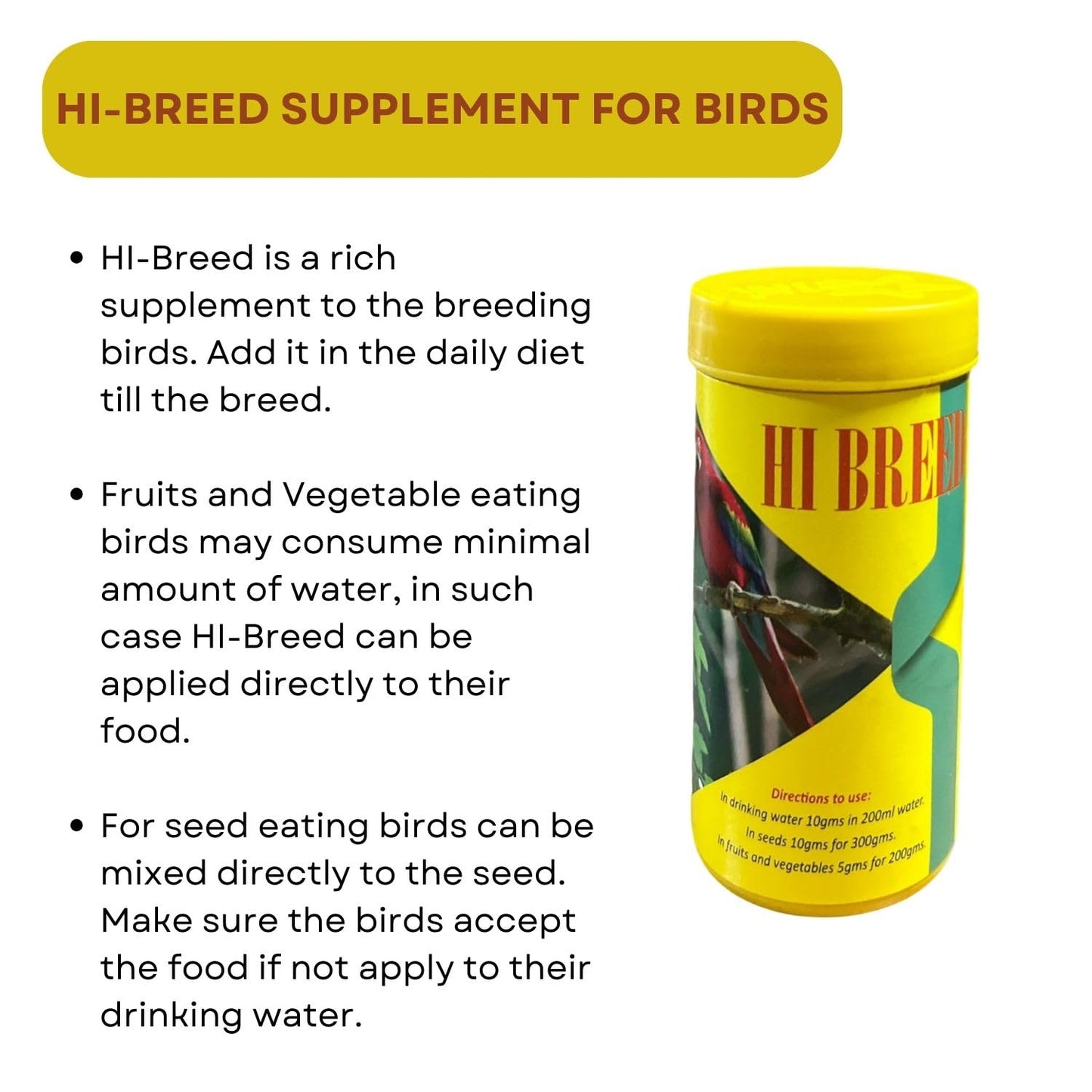 SF+ Hi-Breed Bird Health Supplement | Rich Supplement for Breeding Birds