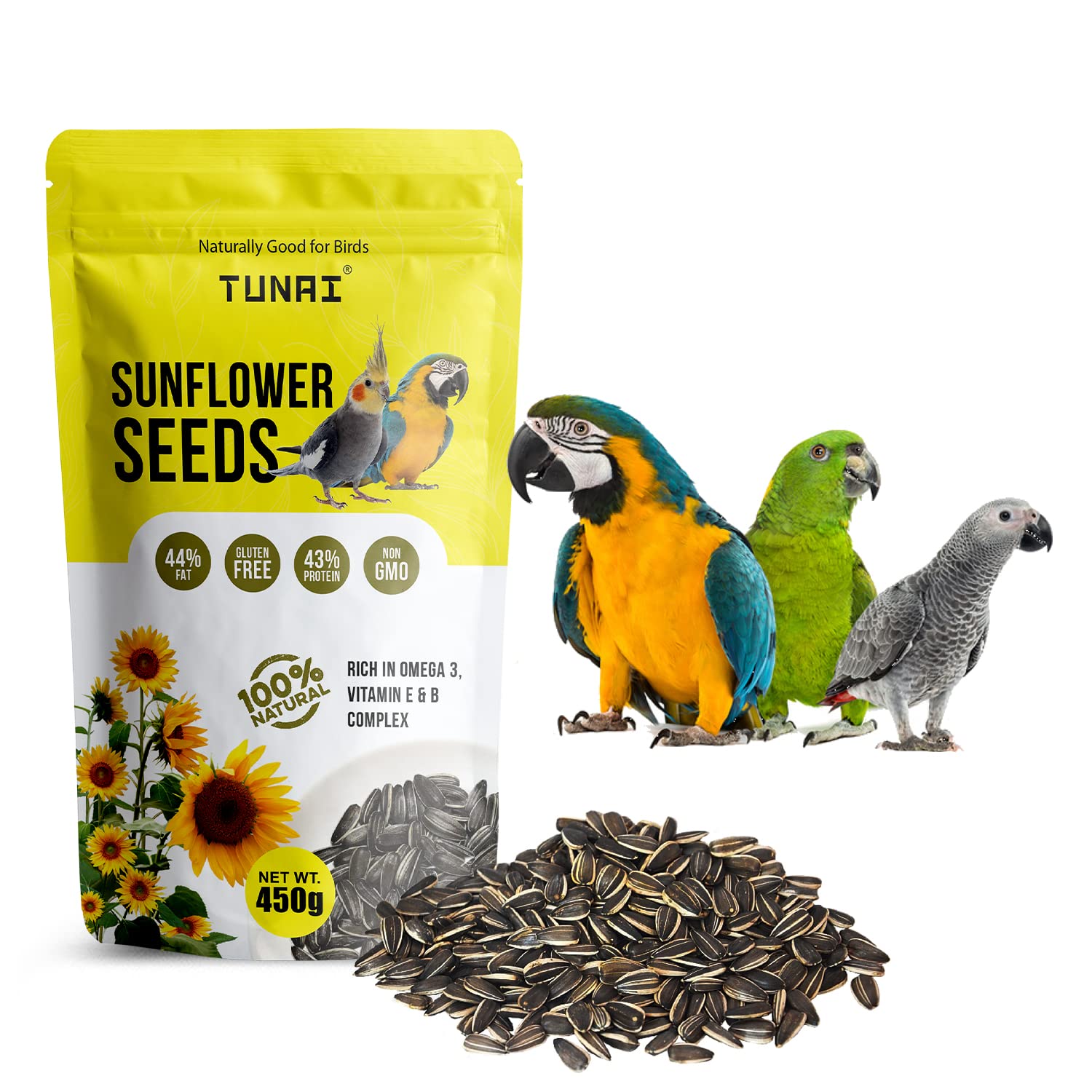 TUNAI Pearl Or Bajra Millet Bird Food |450G| Superior Bird Feed For Budgies, Finches, Cockatiels, Conures, Love Birds, Parrots Wild Birds, All Life Stages