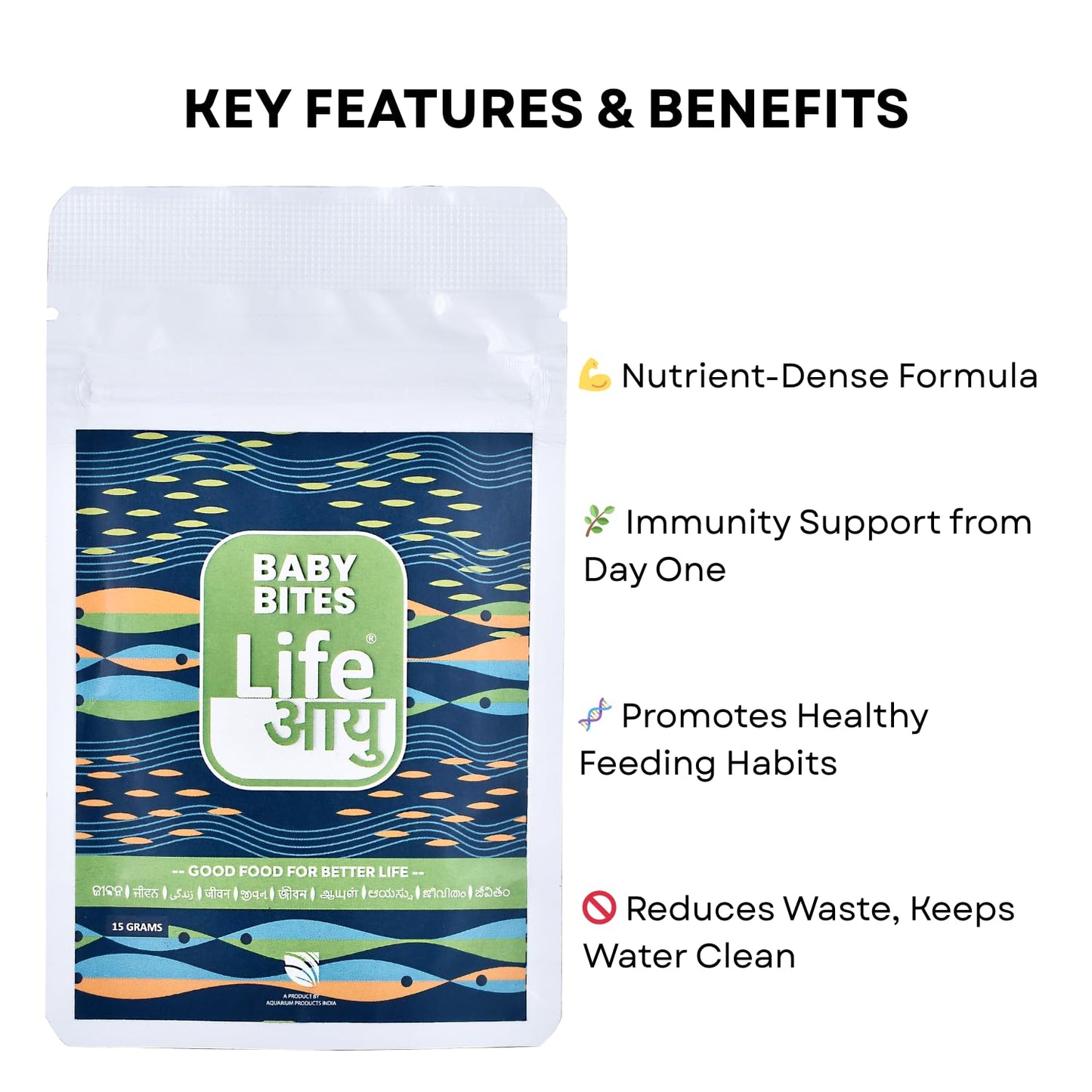 Life AAYU Baby Bites Fish Food | Superfood for Fry & Baby Fish Growth | (15 GMS)