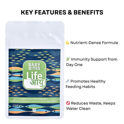 Life AAYU Baby Bites Fish Food | Superfood for Fry & Baby Fish Growth | (15 GMS)