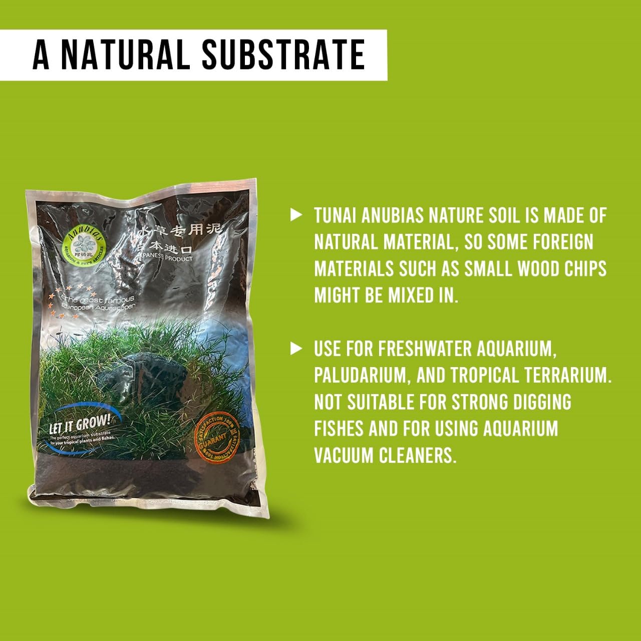 ANUBIAS Japanese Black Soil Substrate for Aquarium (Original Imported from Tunai Store) Perfect for Both Plants, Fish, & Shrimps. Paludarium & Tropical Terrarium (Black Soil, 3L)