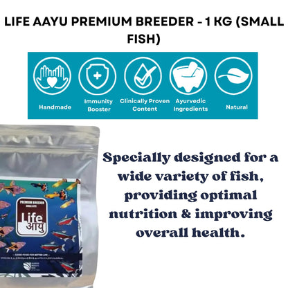Life AAYU Premium Breeder Bits for Fish | Improve Health, Boosts Immunity, and Enhance Natural Coloration (1 KG, Small Bits)